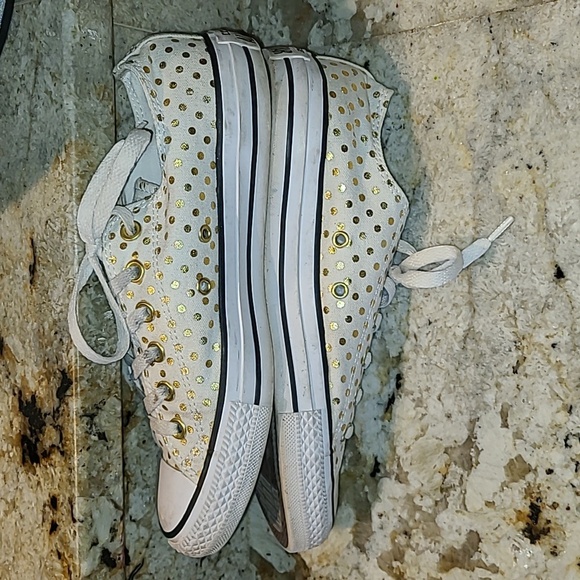 Converse All StarShoes sz. 8.5 (#740) gold and white Polka dots - Picture 5 of 13